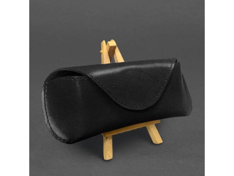 Кожаный чехол для очков с клапаном на магните Черный Краст, фото 4