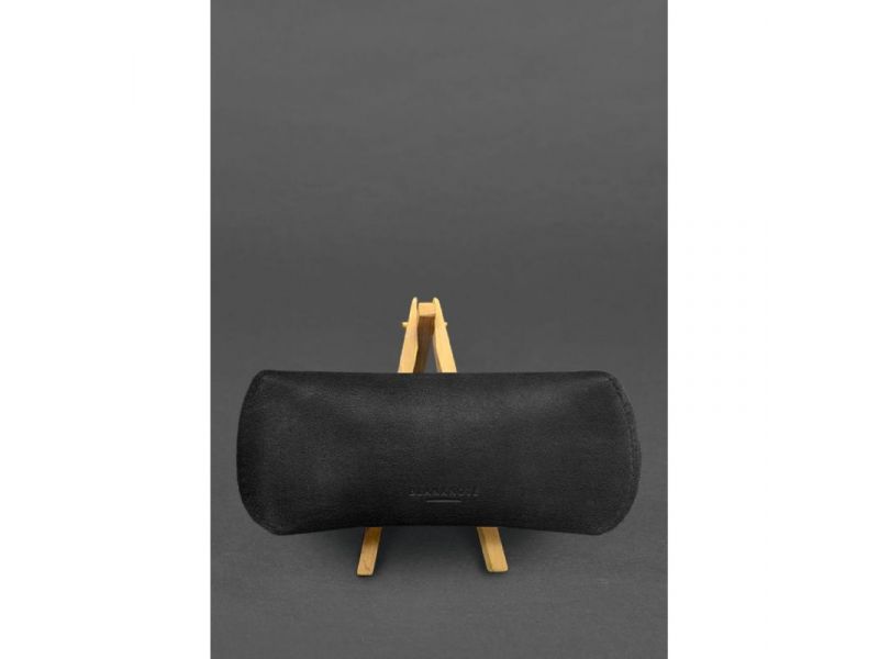 Кожаный чехол для очков с клапаном на магните Черный Crazy Horse, фото 2