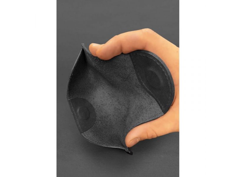 Кожаный чехол для очков с клапаном на магните Черный Crazy Horse, фото 3