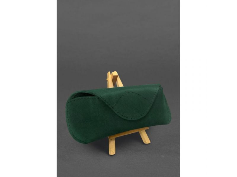 Кожаный чехол для очков с клапаном на магните Зеленый Crazy Horse, фото 1