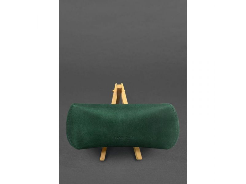 Кожаный чехол для очков с клапаном на магните Зеленый Crazy Horse, фото 2