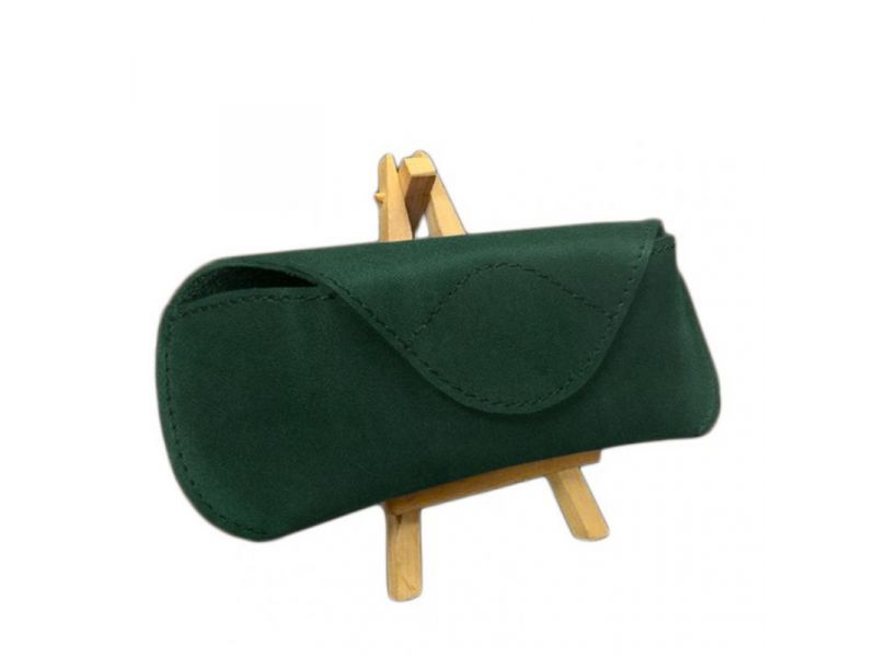 Кожаный чехол для очков с клапаном на магните Зеленый Crazy Horse, фото 5