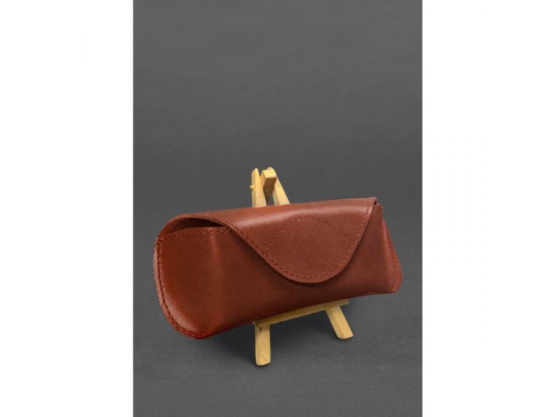 Кожаный чехол для очков с клапаном на магните Светло-коричневый Краст, фото 1