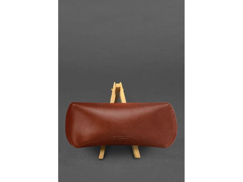 Кожаный чехол для очков с клапаном на магните Светло-коричневый Краст, фото 2