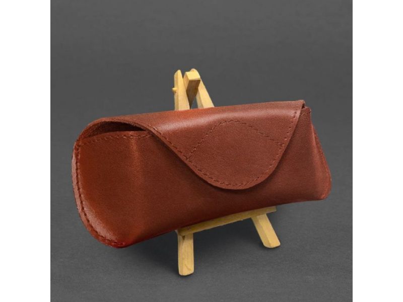 Кожаный чехол для очков с клапаном на магните Светло-коричневый Краст, фото 4