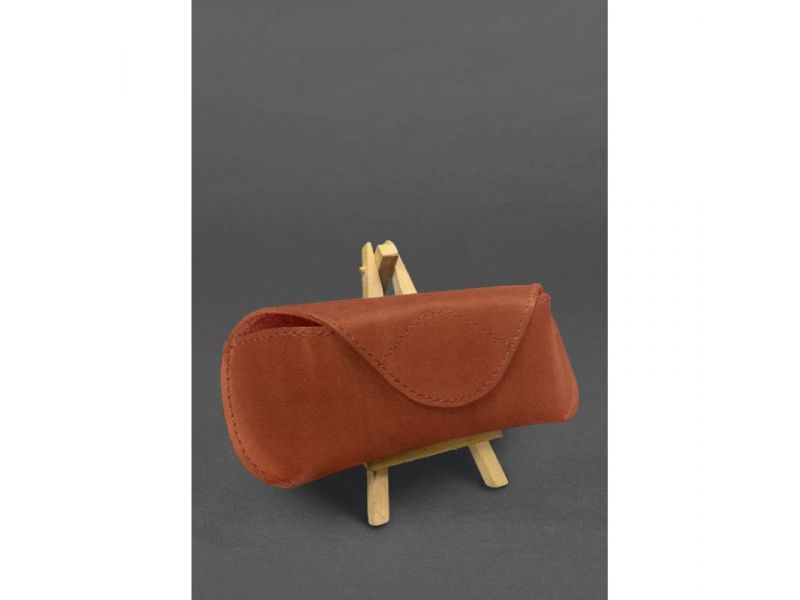 Кожаный чехол для очков с клапаном на магните Светло-коричневый Crazy Horse, фото 1