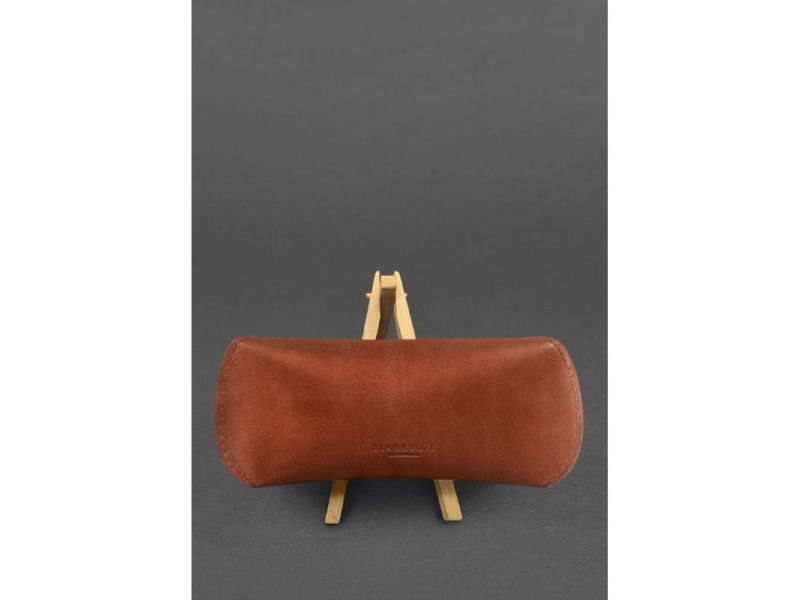 Кожаный чехол для очков с клапаном на магните Светло-коричневый Crazy Horse, фото 2