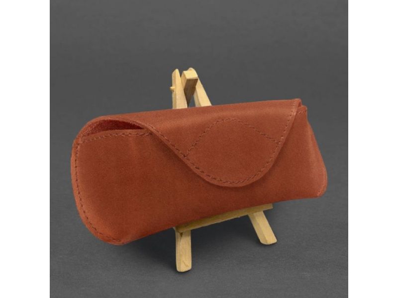 Кожаный чехол для очков с клапаном на магните Светло-коричневый Crazy Horse, фото 4