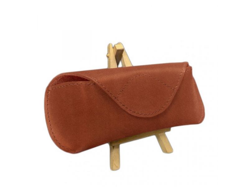 Кожаный чехол для очков с клапаном на магните Светло-коричневый Crazy Horse, фото 5