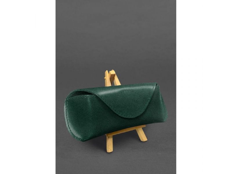 Кожаный чехол для очков с клапаном на магните Зеленый Краст, фото 1