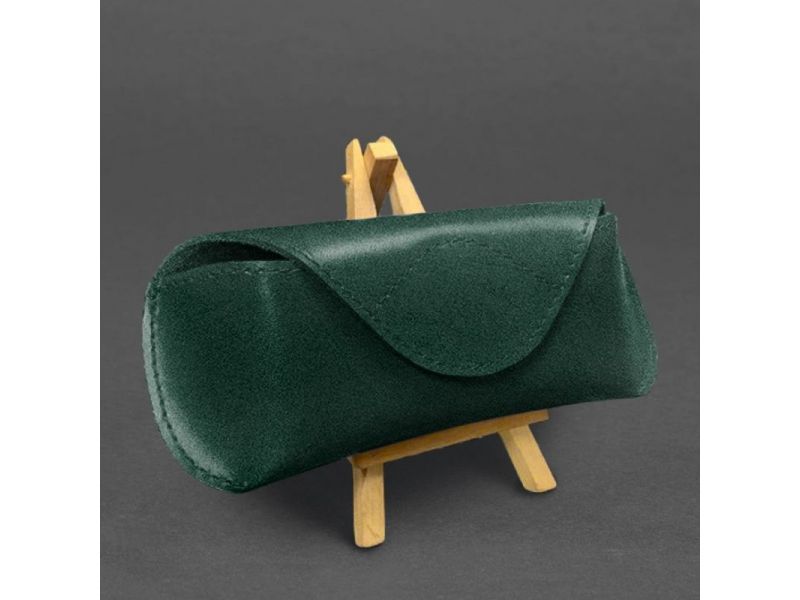 Кожаный чехол для очков с клапаном на магните Зеленый Краст, фото 4