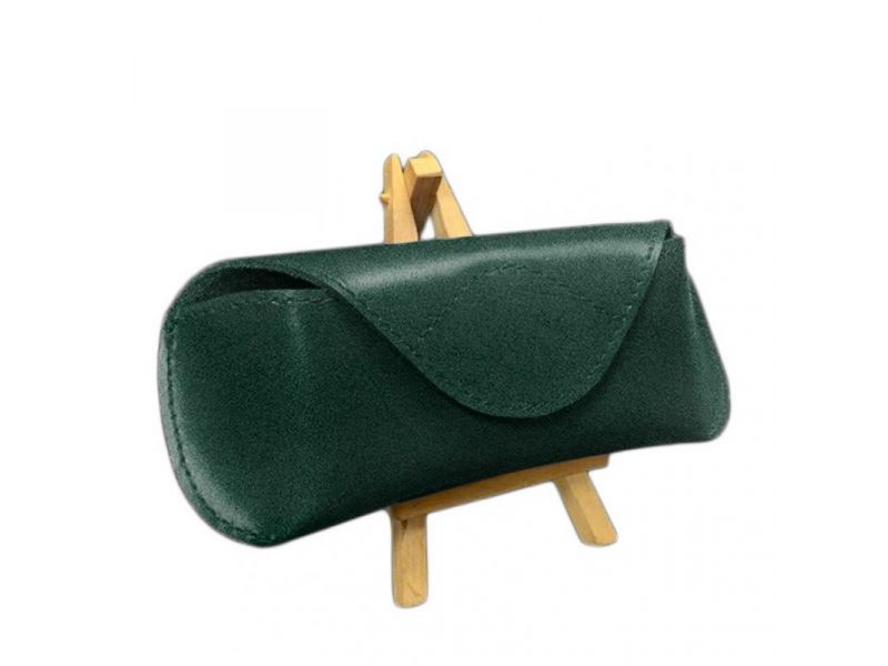 Кожаный чехол для очков с клапаном на магните Зеленый Краст, фото 5