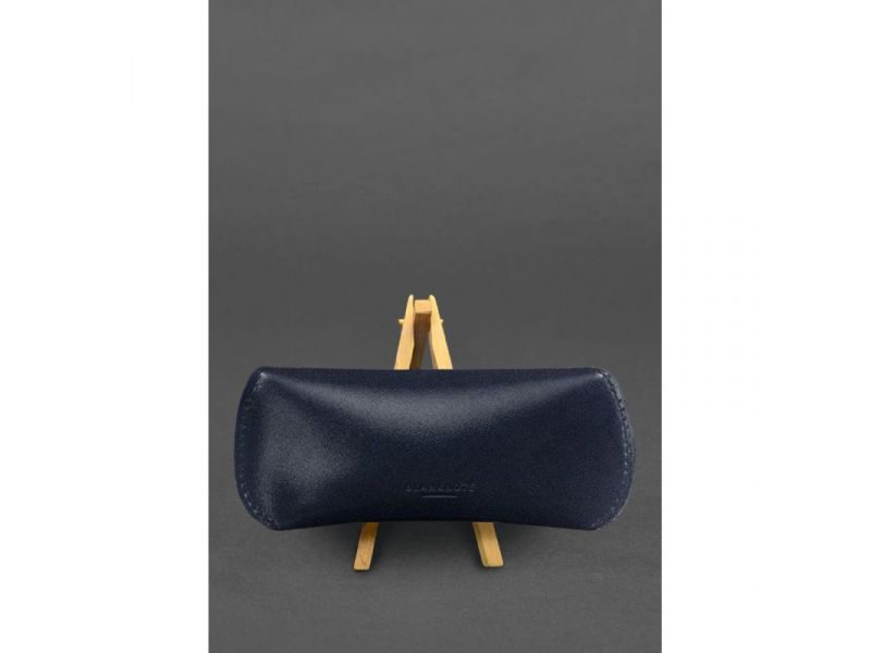 Кожаный чехол для очков с клапаном на магните Темно-синий Краст, фото 2