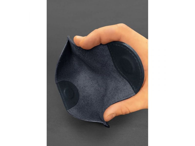 Кожаный чехол для очков с клапаном на магните Темно-синий Краст, фото 3