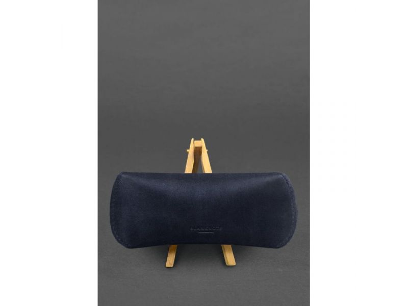 Кожаный чехол для очков с клапаном на магните Синий Crazy Horse, фото 2