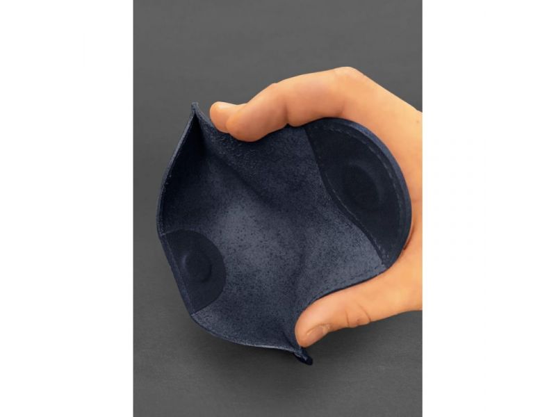 Кожаный чехол для очков с клапаном на магните Синий Crazy Horse, фото 3