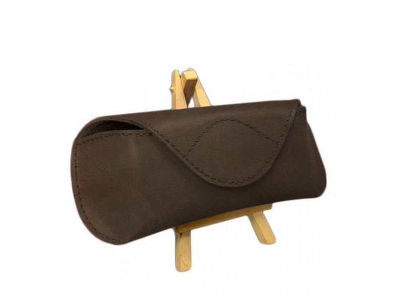 Кожаный чехол для очков с клапаном на магните Темно-коричневый Crazy Horse, фото 5