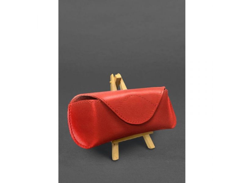 Кожаный чехол для очков с клапаном на магните Красный Краст, фото 1