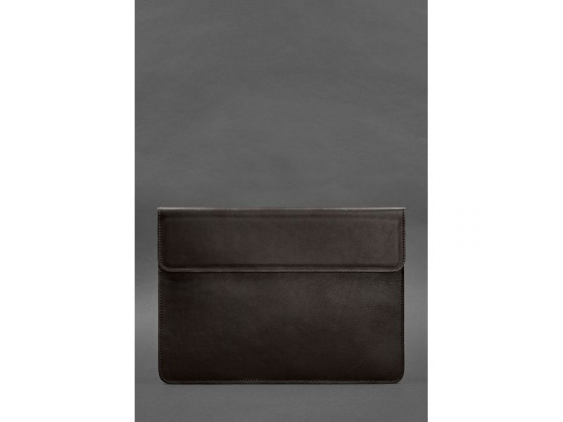 Кожаный чехол-конверт на магнитах для MacBook 14 Темно-коричневый, фото 1