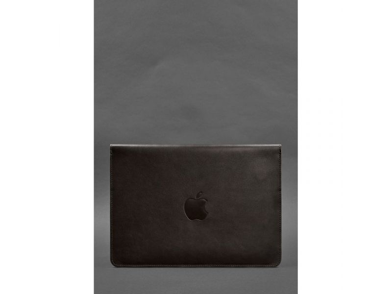 Кожаный чехол-конверт на магнитах для MacBook 14 Темно-коричневый, фото 2