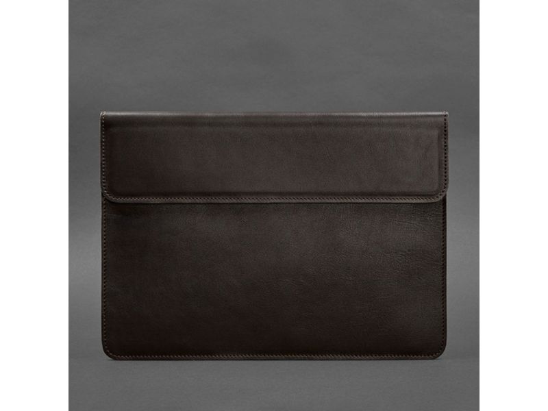 Кожаный чехол-конверт на магнитах для MacBook 13 Темно-коричневый, фото 4