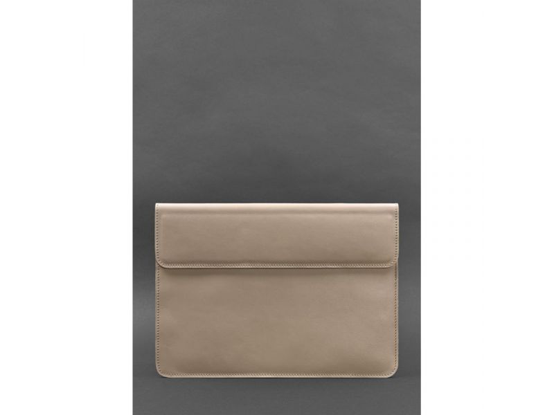 Кожаный чехол-конверт на магнитах для MacBook 14 Светло-бежевый, фото 1