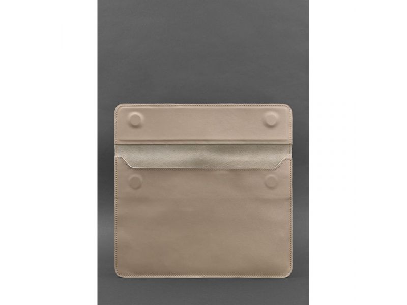 Кожаный чехол-конверт на магнитах для MacBook 14 Светло-бежевый, фото 3