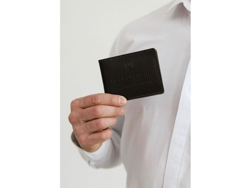 Кожаная обложка для удостоверения участника боевых действий (УБД) темно-коричневая, фото 1