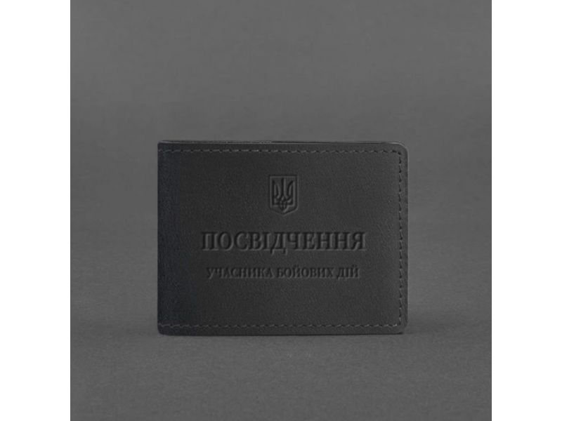 Кожаная обложка для удостоверения участника боевых действий (УБД) черная Crazy Horse, фото 4