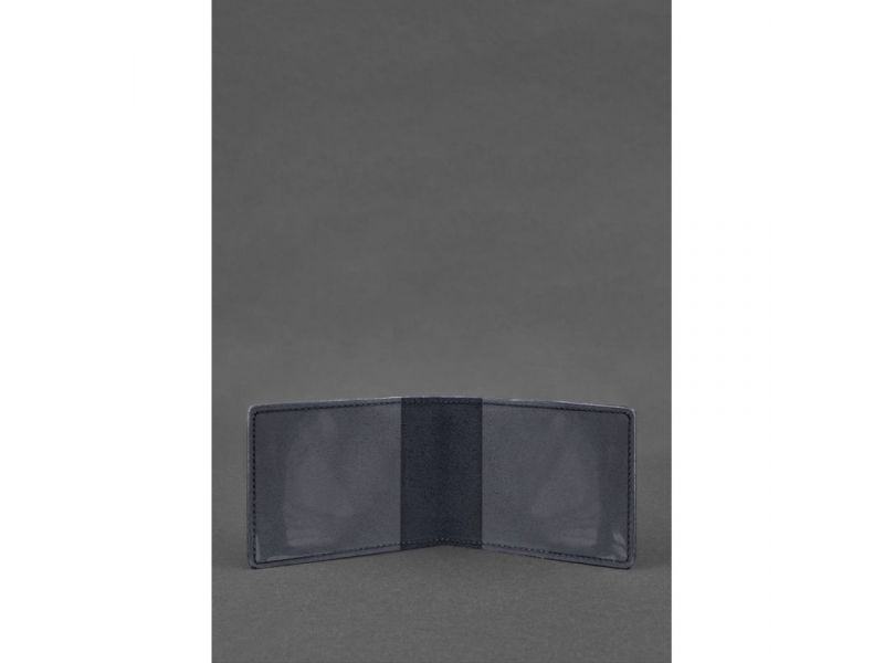 Кожаная обложка для удостоверения участника боевых действий (УБД) темно-синяя Crazy Horse, фото 2