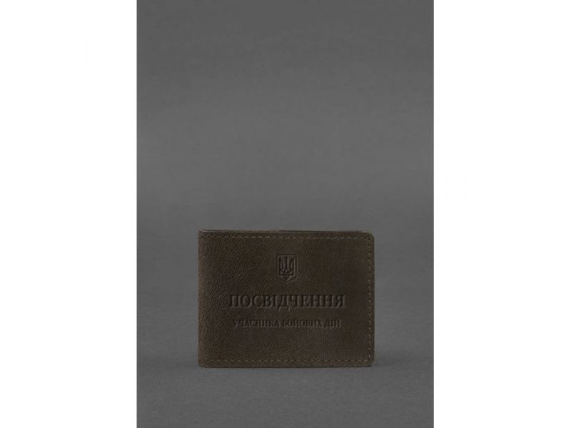 Кожаная обложка для удостоверения участника боевых действий (УБД) темно-коричневый Crazy Horse, фото 1