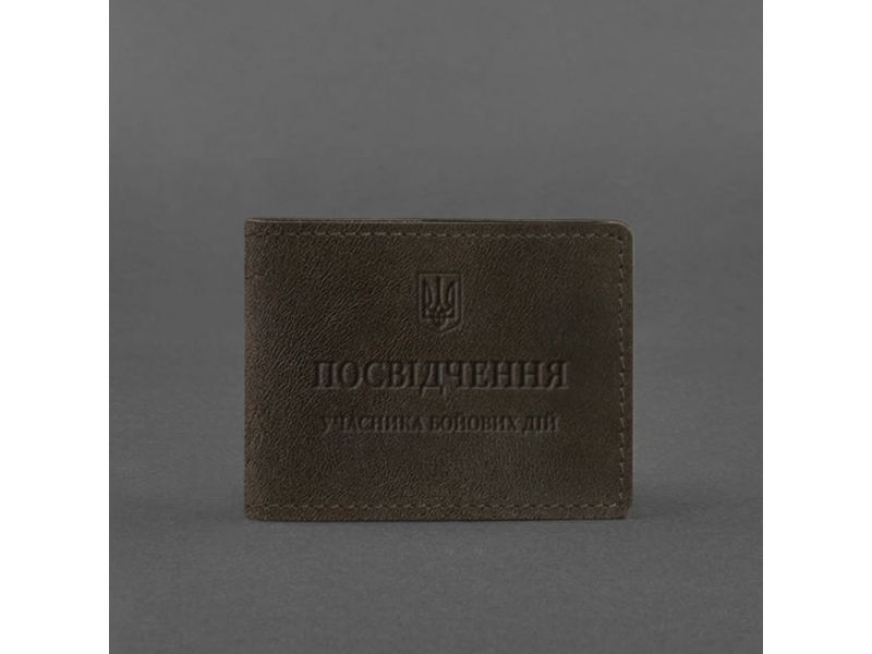 Кожаная обложка для удостоверения участника боевых действий (УБД) темно-коричневый Crazy Horse, фото 4