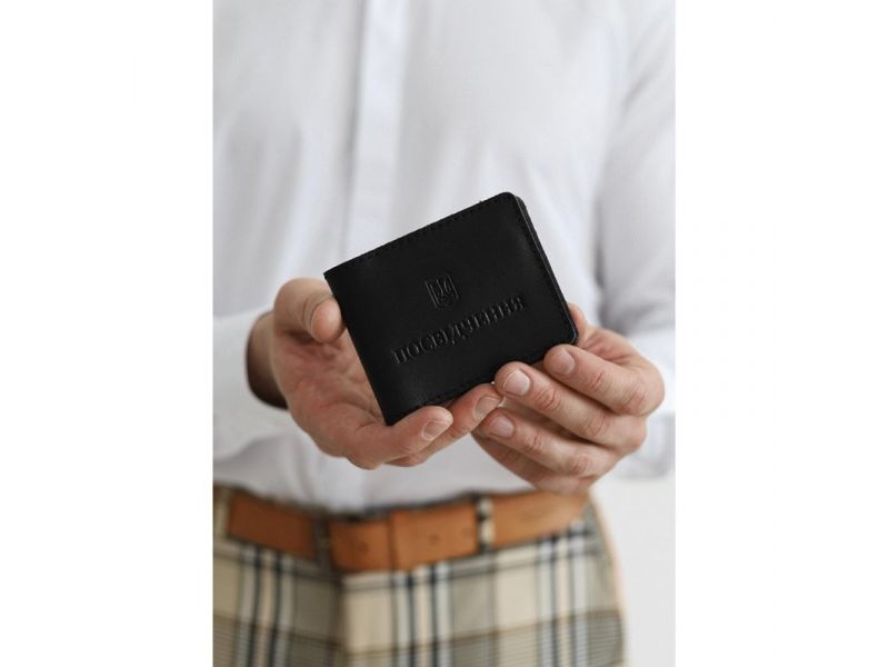 Универсальная кожаная обложка для удостоверения Черная, фото 1