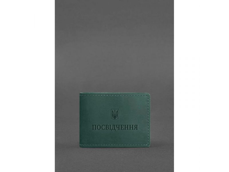 Универсальная кожаная обложка для удостоверения зеленая Crazy Horse, фото 1