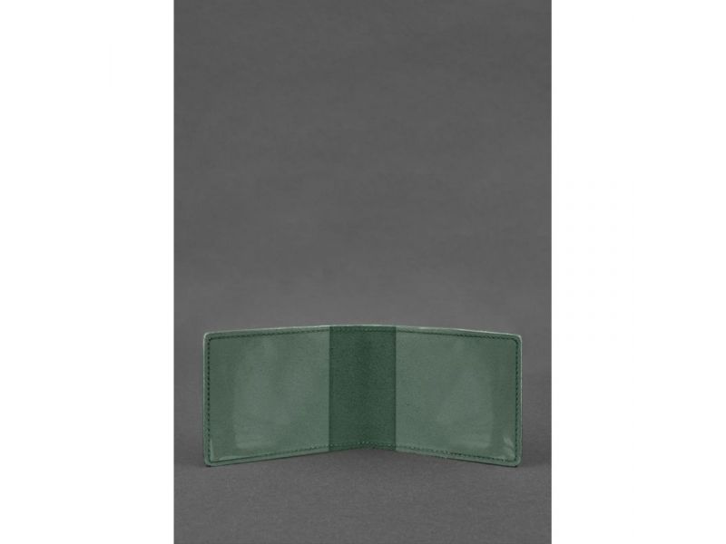 Универсальная кожаная обложка для удостоверения зеленая Crazy Horse, фото 2