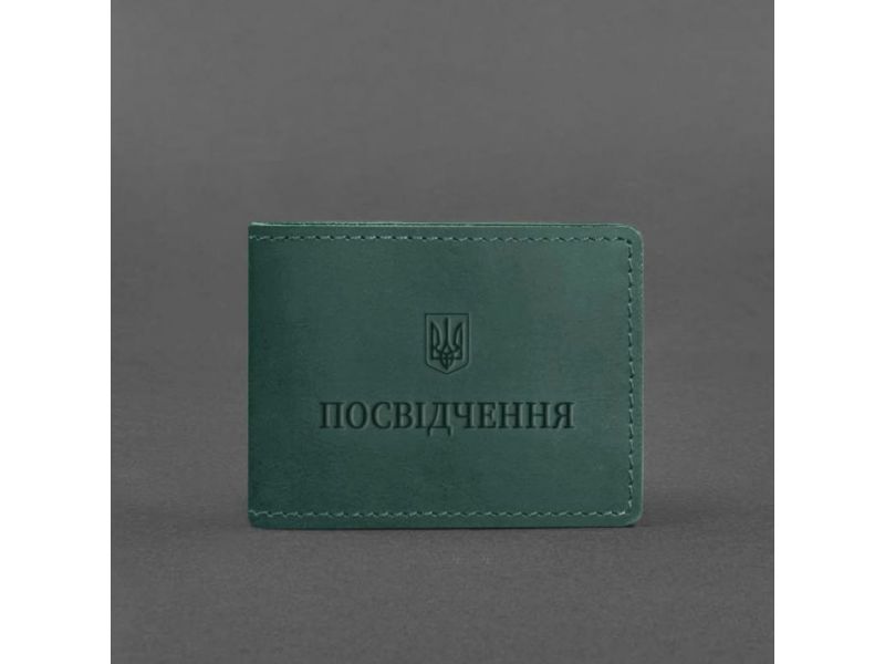 Универсальная кожаная обложка для удостоверения зеленая Crazy Horse, фото 4