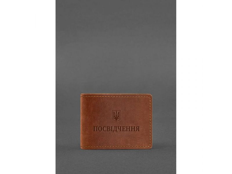Универсальная кожаная обложка для удостоверения светло-коричневая Crazy Horse, фото 1