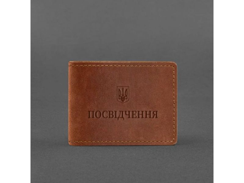 Универсальная кожаная обложка для удостоверения светло-коричневая Crazy Horse, фото 4