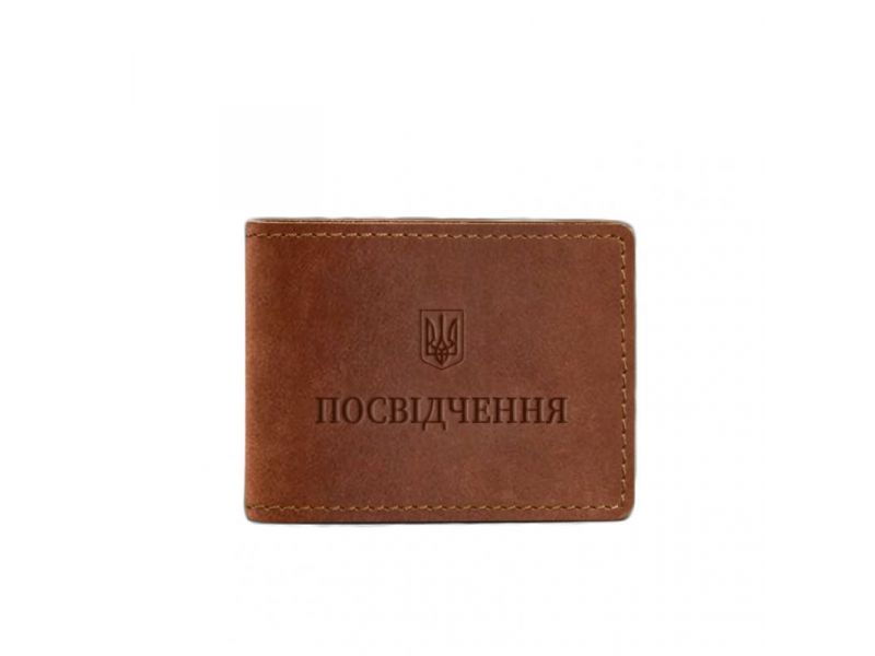 Универсальная кожаная обложка для удостоверения светло-коричневая Crazy Horse, фото 5