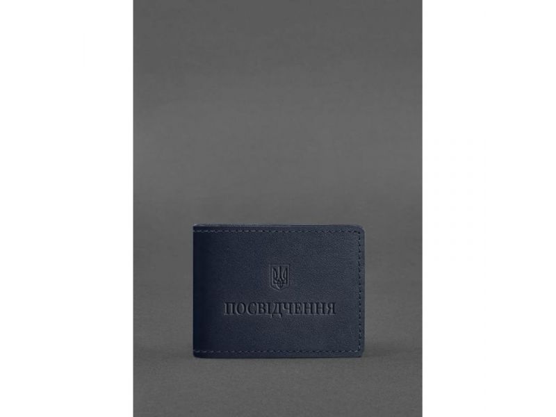 Универсальная кожаная обложка для удостоверения темно-синяя, фото 1