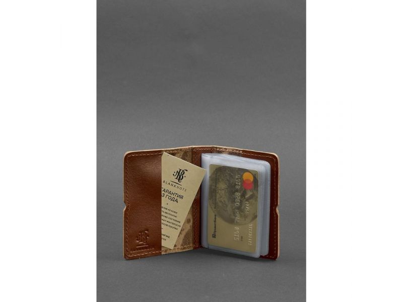 Женский кожаный кард-кейс 7.0 светло-коричневый с перьями, фото 2