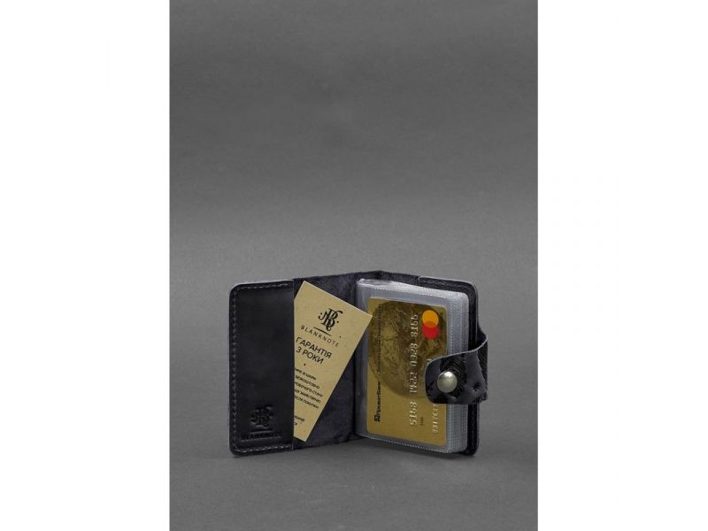 Кожаный кард-кейс 7.1 (Книжечка) синий с перьями Crazy Horse, фото 2