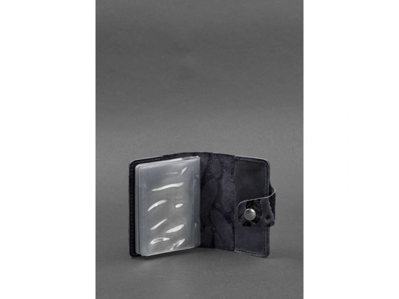 Кожаный кард-кейс 7.1 (Книжечка) синий с перьями Crazy Horse, фото 3