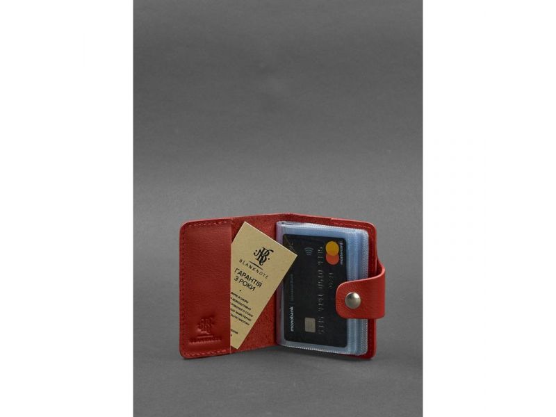 Женский кожаный кард-кейс 7.1 (Книжечка) красный, фото 2