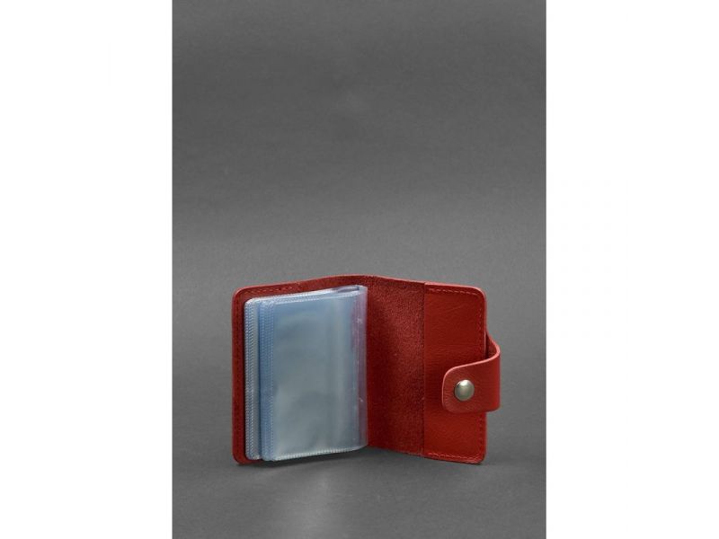 Женский кожаный кард-кейс 7.1 (Книжечка) красный, фото 3