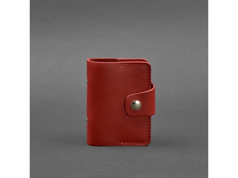 Женский кожаный кард-кейс 7.1 (Книжечка) красный, фото 5