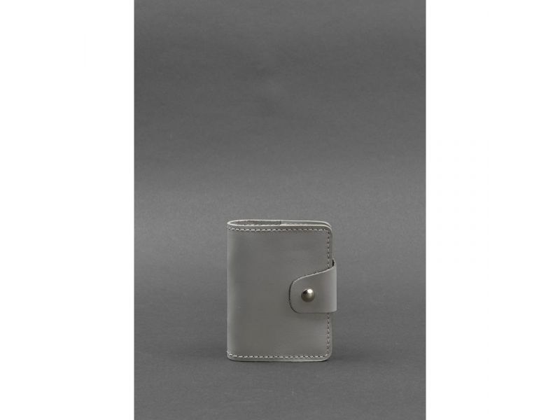 Женский кожаный кард-кейс 7.1 (Книжечка) серый, фото 1