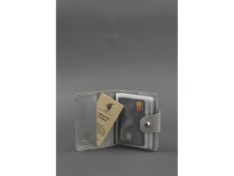 Женский кожаный кард-кейс 7.1 (Книжечка) серый, фото 2