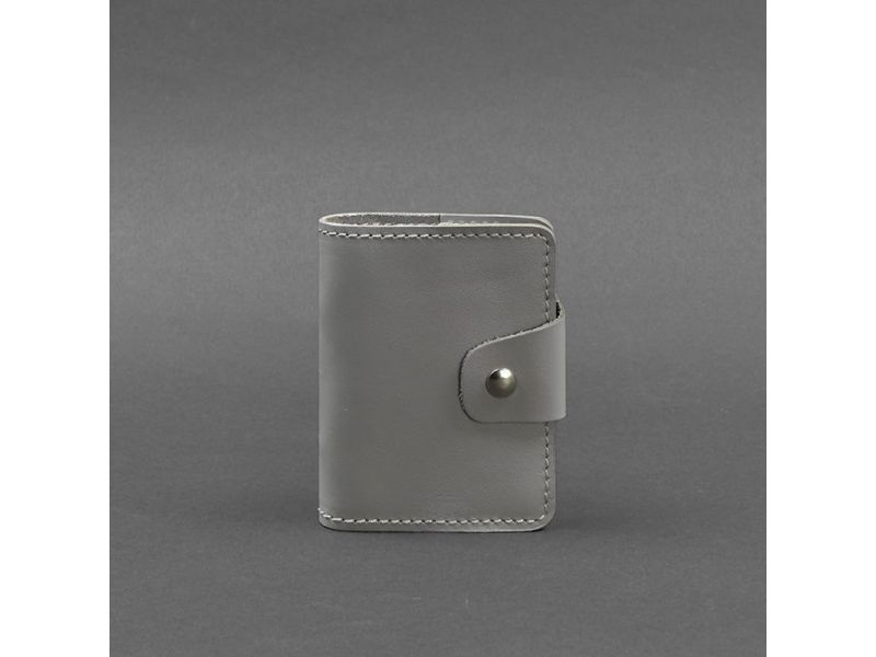 Женский кожаный кард-кейс 7.1 (Книжечка) серый, фото 5