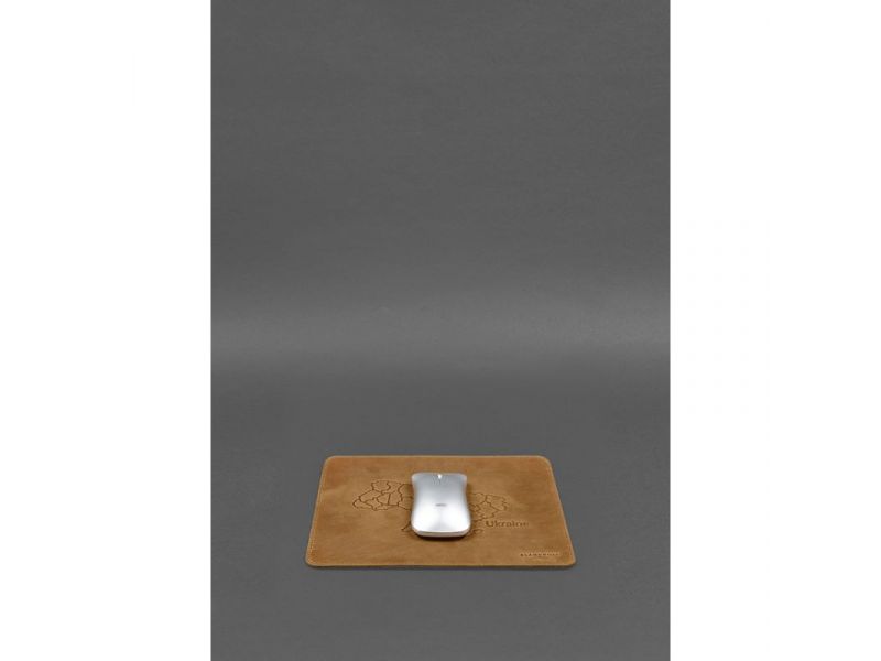 Коврик для мышки из натуральной кожи 1.0 желтый Crazy Horse, фото 4